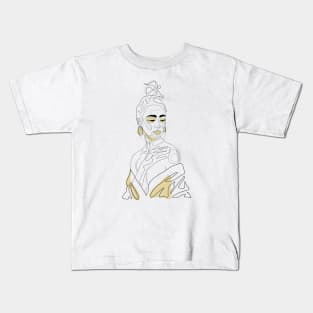 One line art female 2 Kids T-Shirt